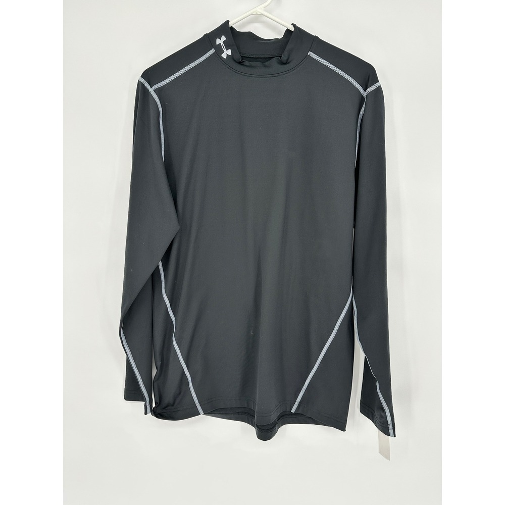 Under Armour Mens ColdGear Fitted Mock Neck Long Sleeve Shirt Black Medium